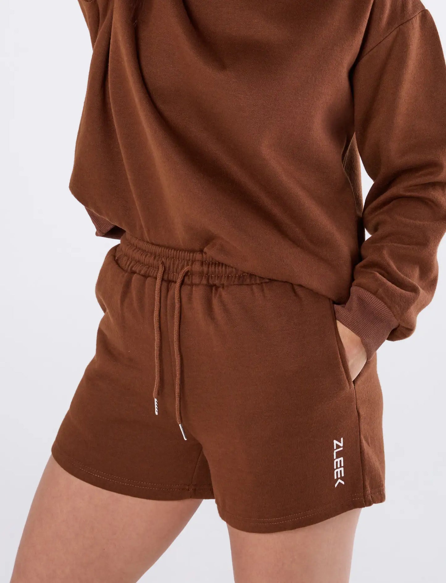 zleek cozychic sweat set choco brown